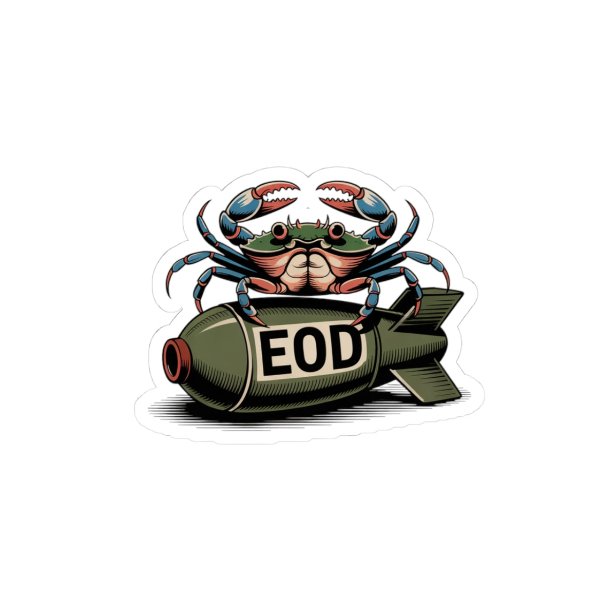 EOD Bomb & Crab Laptop Decal- Green & Blue